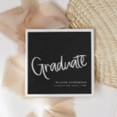 Casual Trendy Script Zwart-wit Afstuderen Servet
