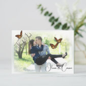 Casual trouwfoto Velum edged vlinder Bedankkaart (Staand voorkant)