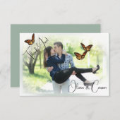 Casual trouwfoto Velum edged vlinder Bedankkaart (Voorkant / Achterkant)