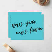 Casual Turquoise Nieuwjaar New Home Aankondiging (Voorkant / Achterkant in situ)