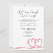 Casual Twee Harten Zacht Roze Ribbon Wedding Kaart (Voorkant)