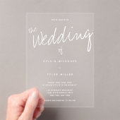 Casual typografie bruiloft acryl uitnodigingen (Insitu (Draagbaar))