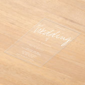 Casual typografie bruiloft acryl uitnodigingen (Laagn)
