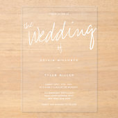 Casual typografie bruiloft acryl uitnodigingen (Voorkant)