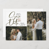 Casual Typografie Earthtones 2 Foto Save The Date (Voorkant / Achterkant)