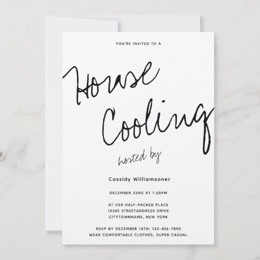 Casual Typografie Huis Koelfeest Uitnodiging (Voorkant)