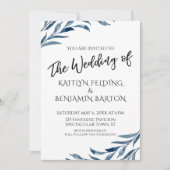 Casual typografie met blauw geschilderde bladeren  kaart (Voorkant)