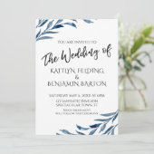 Casual typografie met blauw geschilderde bladeren  kaart (Staand voorkant)