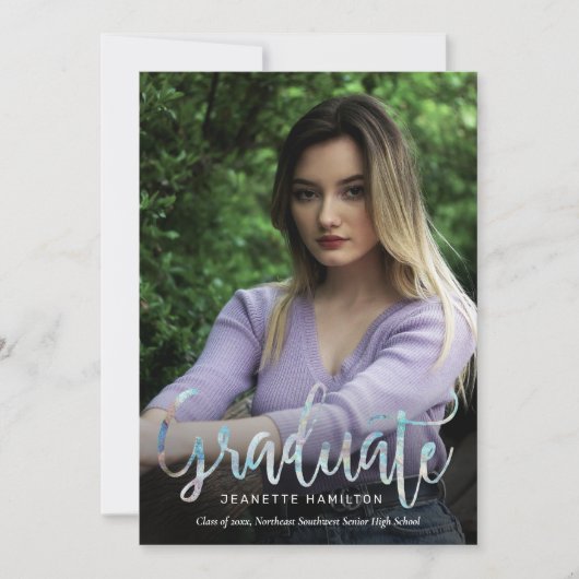 Casual Typografiescript 2-Foto Afstuderen Invita Kaart (Voorkant)