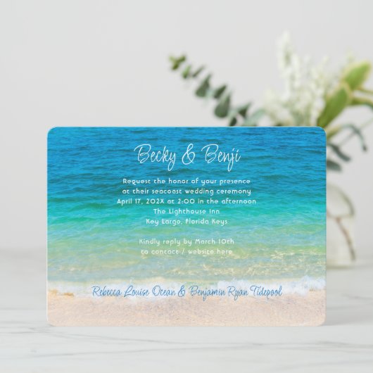 Casual uitnodiging voor een blauwe oceaan (Staand voorkant)