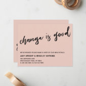 Casual verandering is een goede Blush New Address  Notitiekaartje (Voorkant / Achterkant in situ)