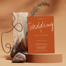 Casual verbrande Oranje Typografie Wedding
