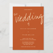 Casual verbrande Oranje Typografie Wedding Magnetische Uitnodiging (Voorkant)