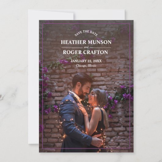Casual Verloving Paars sparen de Datum Save The Date (Voorkant)