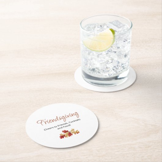 Casual Vriendschap Herfst Foliage Thanksgiving Ronde Kartonnen Onderzetter (Insitu)