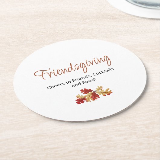 Casual Vriendschap Herfst Foliage Thanksgiving Ronde Kartonnen Onderzetter (Gebogen)