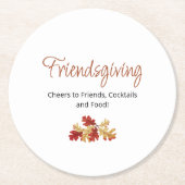Casual Vriendschap Herfst Foliage Thanksgiving Ronde Kartonnen Onderzetter (Voorkant)