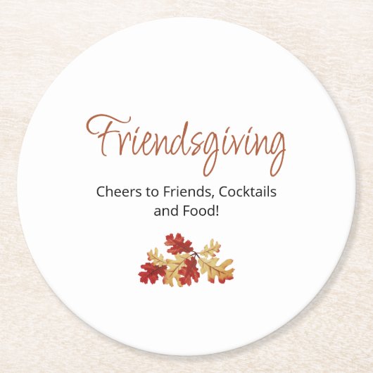Casual Vriendschap Herfst Foliage Thanksgiving Ronde Kartonnen Onderzetter (Voorkant)