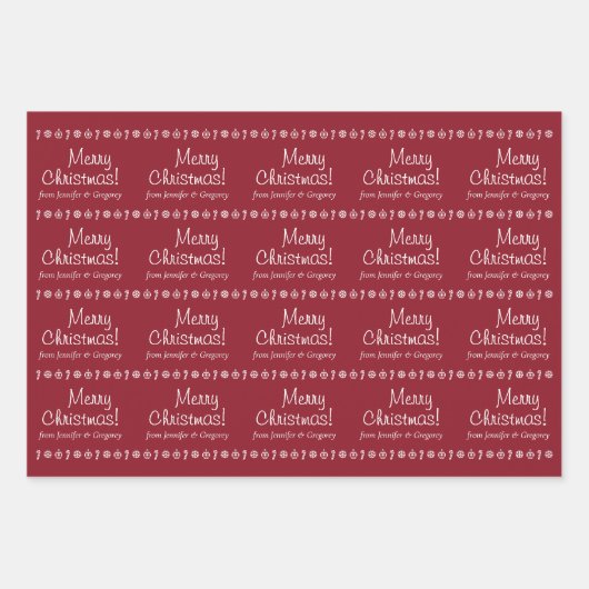 Casual "Vrolijk kerstfeest"! + Persoonlijke naam/n Inpakpapier Vel (Voorkant)