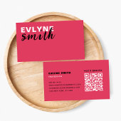 Casual Vrouwelijk Vet Roze QR Code Typografie Visitekaartje