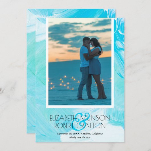 Casual Waterverf Foto Weddenschap Save the Date (Voorkant / Achterkant)