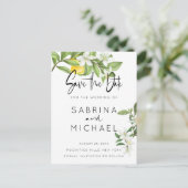 Casual Waterverf Lemon Blossom sparen de Datum Briefkaart (Staand voorkant)