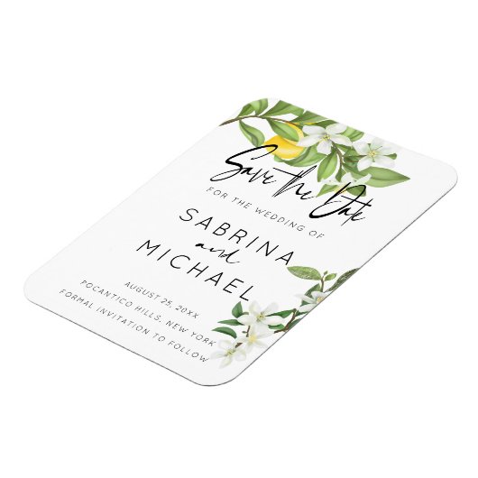 Casual Waterverf Lemon Blossom sparen de Datum Magneet (Linkerzijde)