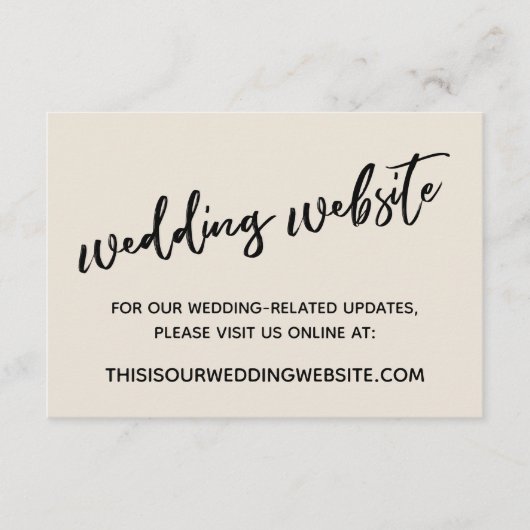 Casual website voor het handschrift Cream Wedding Informatiekaartje (Voorkant)