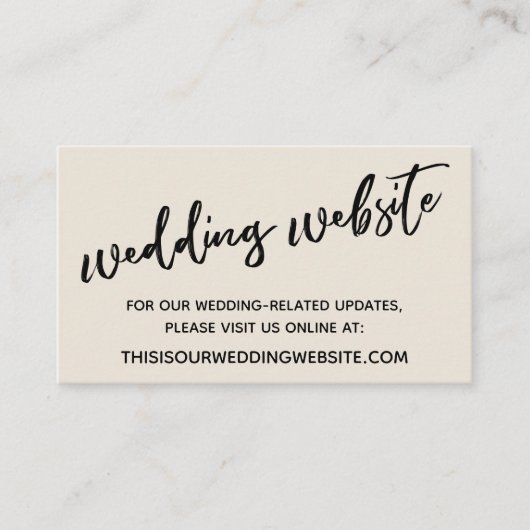 Casual website voor het handschrift Cream Wedding Informatiekaartje (Voorkant)