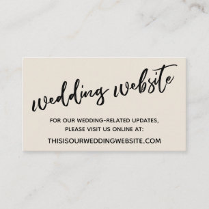 Casual website voor het handschrift Cream Wedding Informatiekaartje