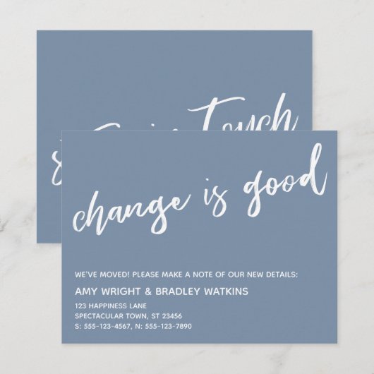 Casual wijziging is een goed nieuw adres Stustblau Notitiekaartje (Voorkant / Achterkant)