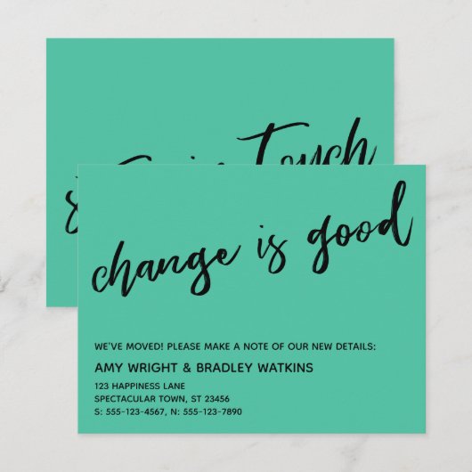 Casual wijziging is Good Biscay Green New Home Kaa Notitiekaartje (Voorkant / Achterkant)