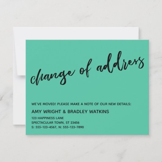 Casual wijziging van adres Biskaje Green Aankondig Notitiekaartje (Voorkant)