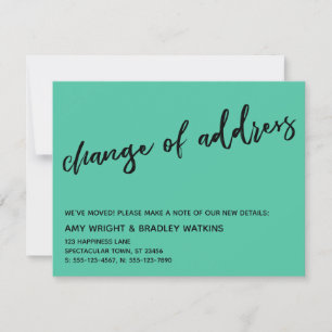 Casual wijziging van adres Biskaje Green Aankondig Notitiekaartje