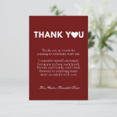 Casual wit manuscript dank u berichtnota kaart (Staand voorkant)