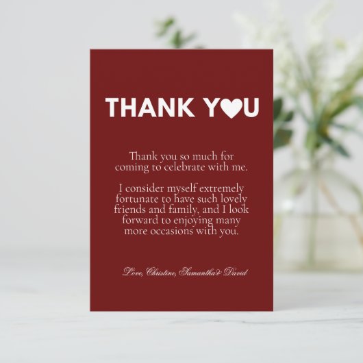 Casual wit manuscript dank u berichtnota kaart (Staand voorkant)