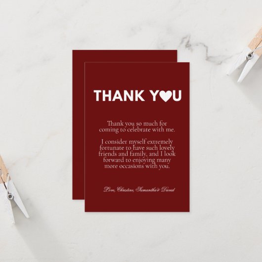 Casual wit manuscript dank u berichtnota kaart (Voorkant / Achterkant in situ)