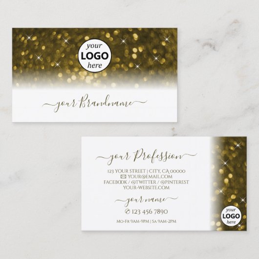 Casual witte gouden sprankelende glittersterren Vo Visitekaartje (Voorkant / Achterkant)