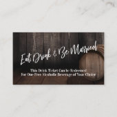 Casual Wooden Barrel Alternate Drink Ticket Informatiekaartje (Voorkant)