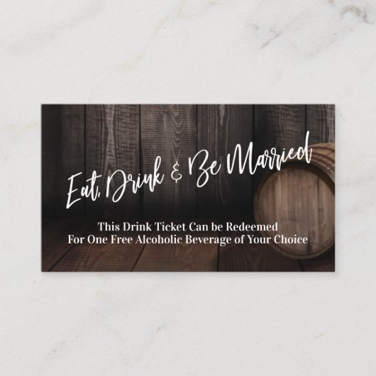 Casual Wooden Barrel Alternate Drink Ticket Informatiekaartje (Voorkant)