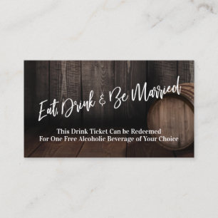 Casual Wooden Barrel Alternate Drink Ticket Informatiekaartje