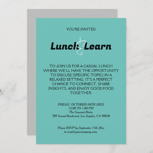 Casual zakelijke lunchuitnodiging save the date (Voorkant / Achterkant)