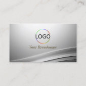 Casual zilveren gebogen decor met Logo en foto Visitekaartje (Voorkant)