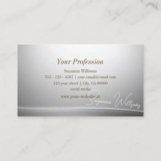 Casual zilveren gebogen decor met Monogram Classy Visitekaartje (Achterkant)