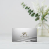 Casual zilveren gebogen decor met Monogram Classy Visitekaartje (Staand voorkant)