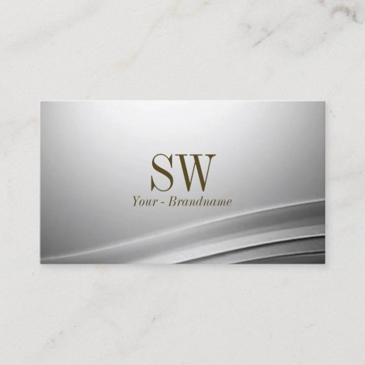 Casual zilveren gebogen decor met Monogram Classy Visitekaartje (Voorkant)