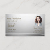 Casual Zilveren Gebogen Decor Monogram en Foto Visitekaartje (Achterkant)