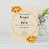 Casual zonnebloem bruiloft kaart (Staand voorkant)