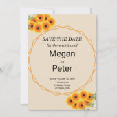 Casual zonnebloem bruiloft save the date (Voorkant)