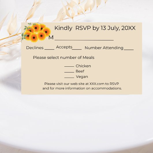 Casual zonnebloem RSVP-kaart RSVP Kaartje